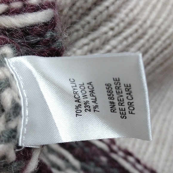Guide Series Gander Mountain Tan Burgundy Fair Isle Wool Alpaca Blend Sweater - Picture 6 of 12